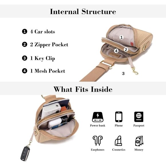 Straw Crossbody Bag Women's Small Sling Bag Travel Purse RFID Blocking - Picture 5 of 8